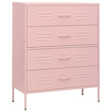 Stylish Pink Chest of Drawers - 80x35x101.5 cm Steel