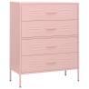 Stylish Pink Chest of Drawers - 80x35x101.5 cm Steel