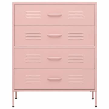 Stylish Pink Chest of Drawers - 80x35x101.5 cm Steel