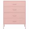 Stylish Pink Chest of Drawers - 80x35x101.5 cm Steel