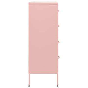 Stylish Pink Chest of Drawers - 80x35x101.5 cm Steel