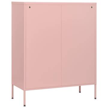 Stylish Pink Chest of Drawers - 80x35x101.5 cm Steel