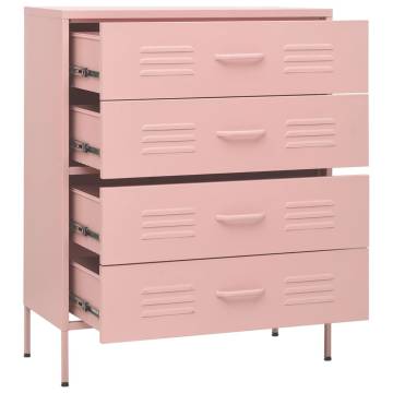 Stylish Pink Chest of Drawers - 80x35x101.5 cm Steel