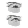 Gastronorm Containers 8 pcs GN 1/4 100 mm Stainless Steel Size 265 x 162 x 100 mm 