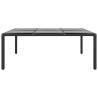 Stylish Black Garden Table 200x150 cm - Tempered Glass & Rattan