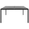 Stylish Black Garden Table 200x150 cm - Tempered Glass & Rattan