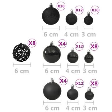 100 Piece Black Christmas Ball Set - Perfect Festive Decor