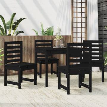 5 Piece Garden Dining Set - Black Solid Wood Pine | HipoMarket