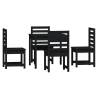 5 Piece Garden Dining Set - Black Solid Wood Pine | HipoMarket