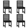 5 Piece Garden Dining Set - Black Solid Wood Pine | HipoMarket