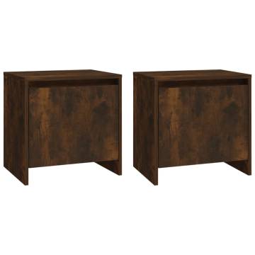 Elegant Smoked Oak Bedside Cabinets - 2 pcs | HipoMarket