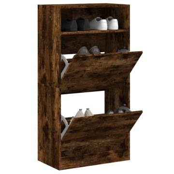 Shoe Cabinet Smoked Oak - Space-Saving Storage Solution