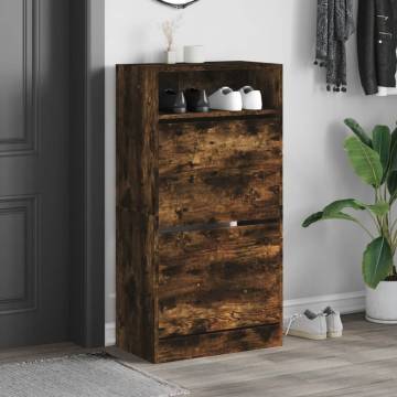 Shoe Cabinet Smoked Oak - Space-Saving Storage Solution