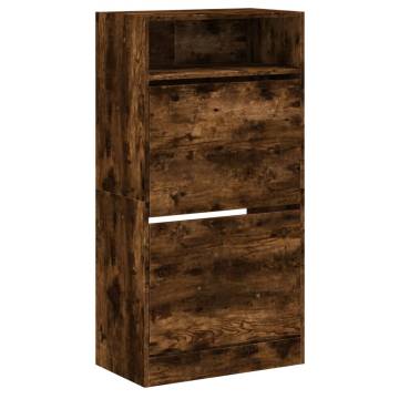 Shoe Cabinet Smoked Oak - Space-Saving Storage Solution