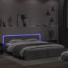 Bed Frame with Headboard and LED Concrete Grey 180x200 cm Super King Size Colour concrete grey Size 180 x 200 cm 