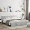 Super King Size Bed Frame with LED Headboard - Concrete Grey