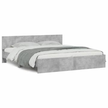 Super King Size Bed Frame with LED Headboard - Concrete Grey