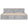 Super King Size Bed Frame with LED Headboard - Concrete Grey