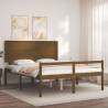 Honey Brown King Size Bed Frame with Headboard | Solid Wood