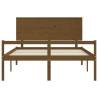 Honey Brown King Size Bed Frame with Headboard | Solid Wood