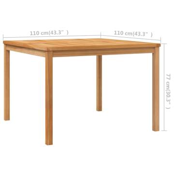 Garden Dining Table 110x110 cm - Solid Teak Wood