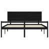 Black Solid Wood Bed Frame with Headboard 200x200 cm