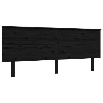 Black Solid Wood Bed Frame with Headboard 200x200 cm