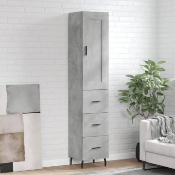 Stylish Highboard in Concrete Grey | 34.5x34x180 cm