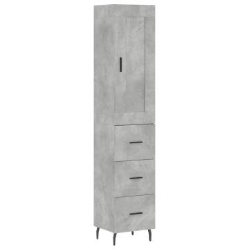 Stylish Highboard in Concrete Grey | 34.5x34x180 cm