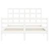 White Solid Wood Bed Frame with Headboard 140x200 cm