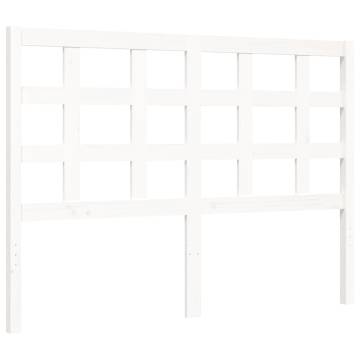 White Solid Wood Bed Frame with Headboard 140x200 cm