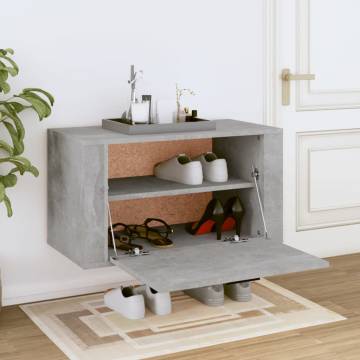 Wall-Mounted Shoe Cabinet Concrete Grey | 70x35x38 cm