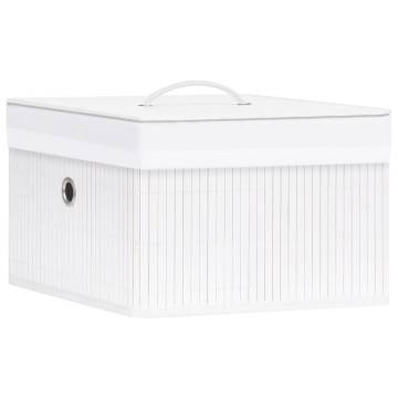 Bamboo Storage Boxes 4 pcs White - Durable & Stylish