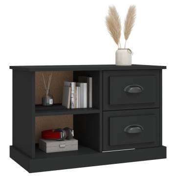 Stylish Black TV Cabinet | 73x35.5 cm Engineered Wood