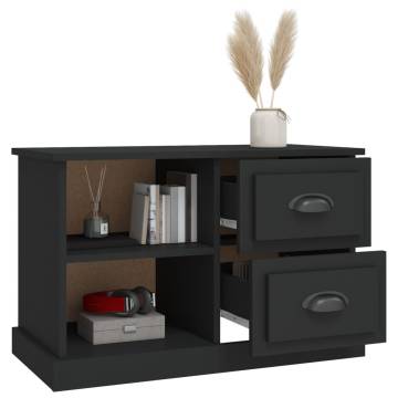 Stylish Black TV Cabinet | 73x35.5 cm Engineered Wood