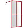 Walk-in Shower Wall with Clear ESG Glass Red 100x195 cm