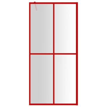 Walk-in Shower Wall with Clear ESG Glass Red 100x195 cm