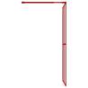 Walk-in Shower Wall with Clear ESG Glass Red 100x195 cm