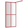 Walk-in Shower Wall with Clear ESG Glass Red 100x195 cm