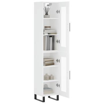 Stylish Highboard in White - Engineered Wood (34.5x34x180 cm)