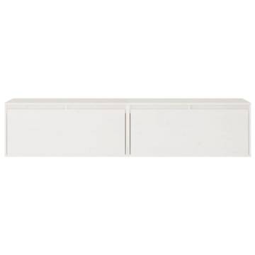 Stylish White Wall Cabinets - 2 pcs Solid Pine | Hipomarket