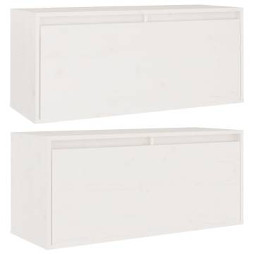 Stylish White Wall Cabinets - 2 pcs Solid Pine | Hipomarket