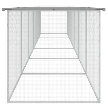 Light Grey Chicken Cage with Roof | Galvanised Steel 603x98x90 cm