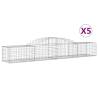 Arched Gabion Baskets - 5 pcs Galvanised Iron | HipoMarket