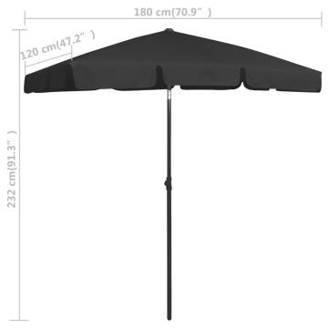 Beach Umbrella Black 180x120 cm - UV Protective & Stylish