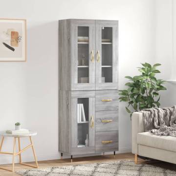 Highboard Grey Sonoma - Stylish Engineered Wood Storage 69.5x34x180cm