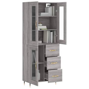 Highboard Grey Sonoma - Stylish Engineered Wood Storage 69.5x34x180cm