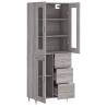 Highboard Grey Sonoma - Stylish Engineered Wood Storage 69.5x34x180cm