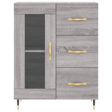 Highboard Grey Sonoma - Stylish Engineered Wood Storage 69.5x34x180cm