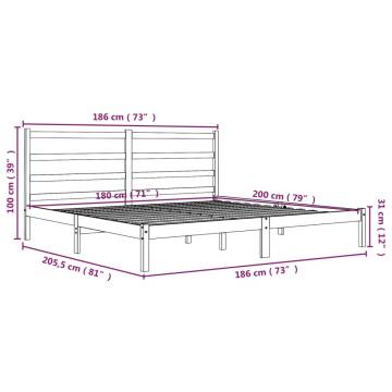 Super King Size Solid Wood Pine Bed Frame - 180x200 cm